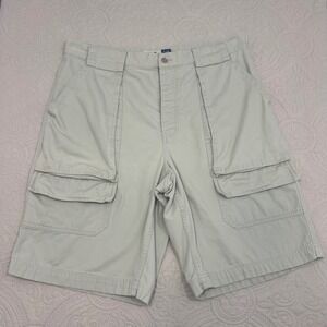 Vintage 1999 GAP Khakis Cargo Shorts Men's W38 Beige Utility Y2K 90s Baggy *READ